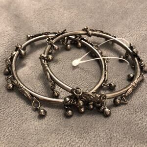 2 New Bangle Bracelets Metal tone with Dangles Boho Festival Bohemian